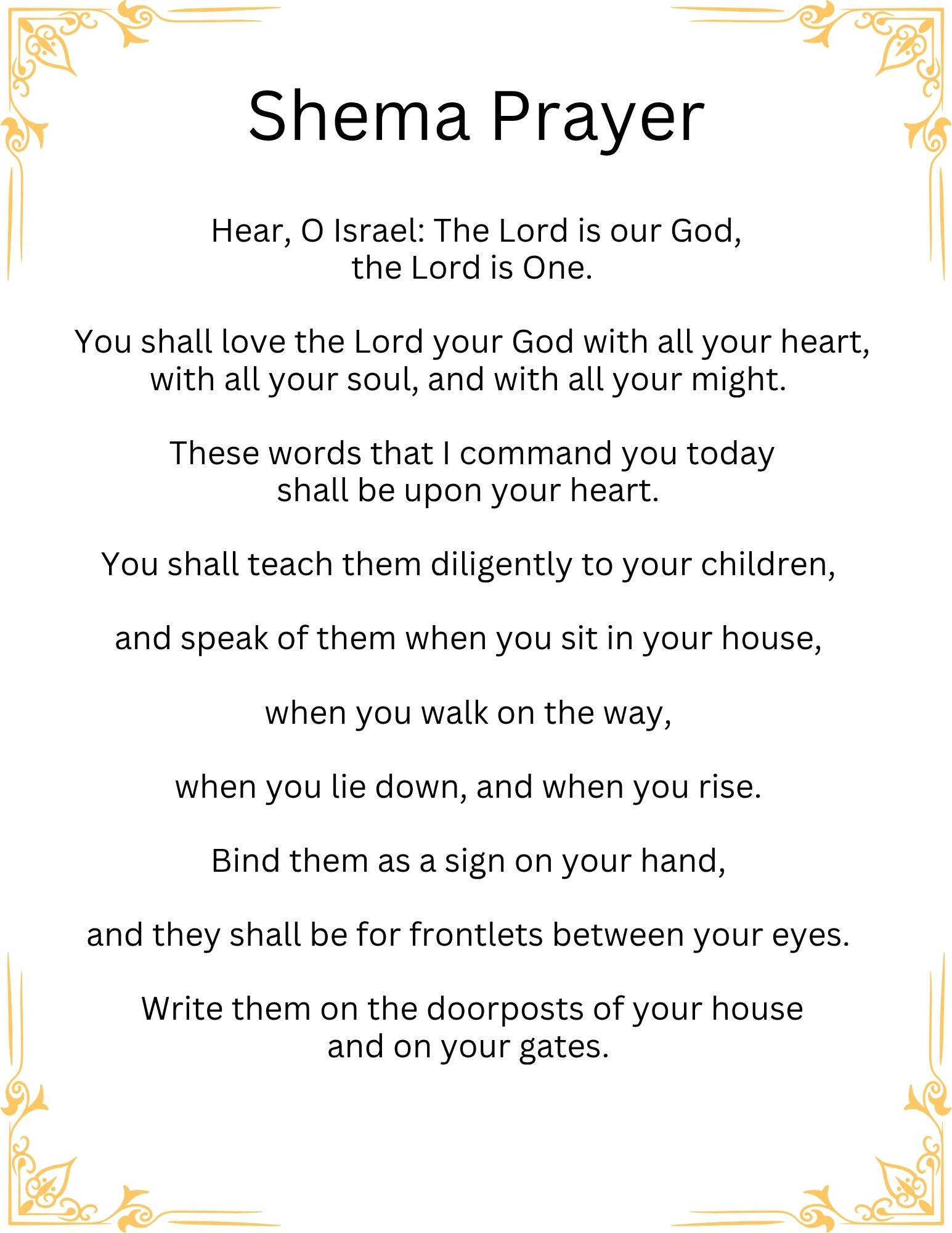 Shema Israel Prayer Printable– Hebrew With Vowels + English with Free Printable Shema Prayer In English