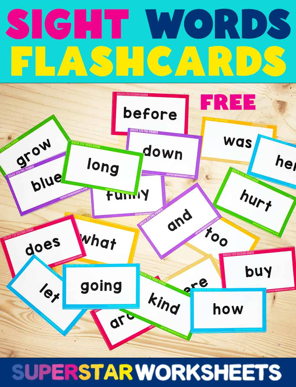 Sight Word Flashcards - Superstar Worksheets for Free Kindergarten Sight Words Flash Cards Printable