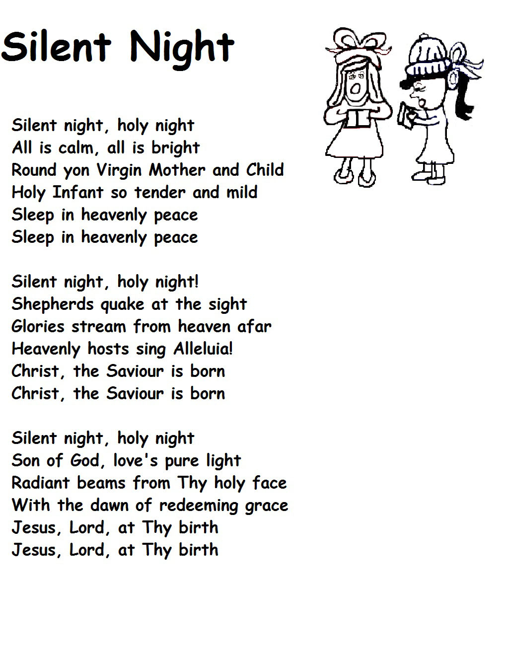 Silent Night Song Lyrics throughout Lyrics to Silent Night Printable