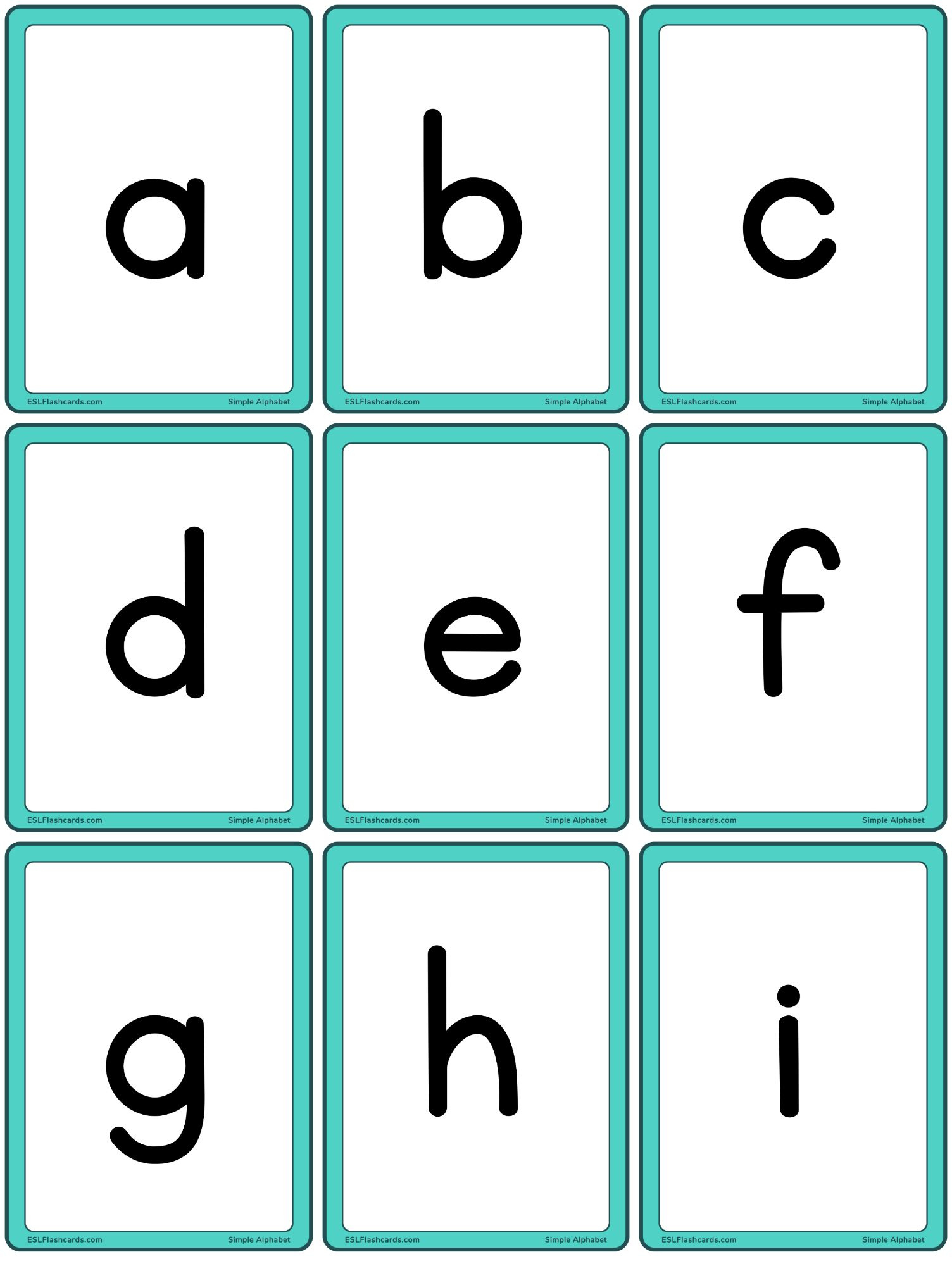 Simple Alphabet – Esl Flashcards intended for Alphabet Flash Cards Printable Free