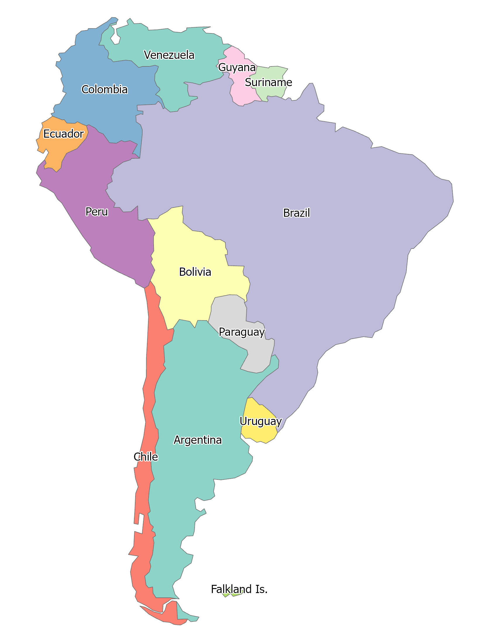 South America Blank Map And Country Outlines - Gis Geography in Map of South America Printable