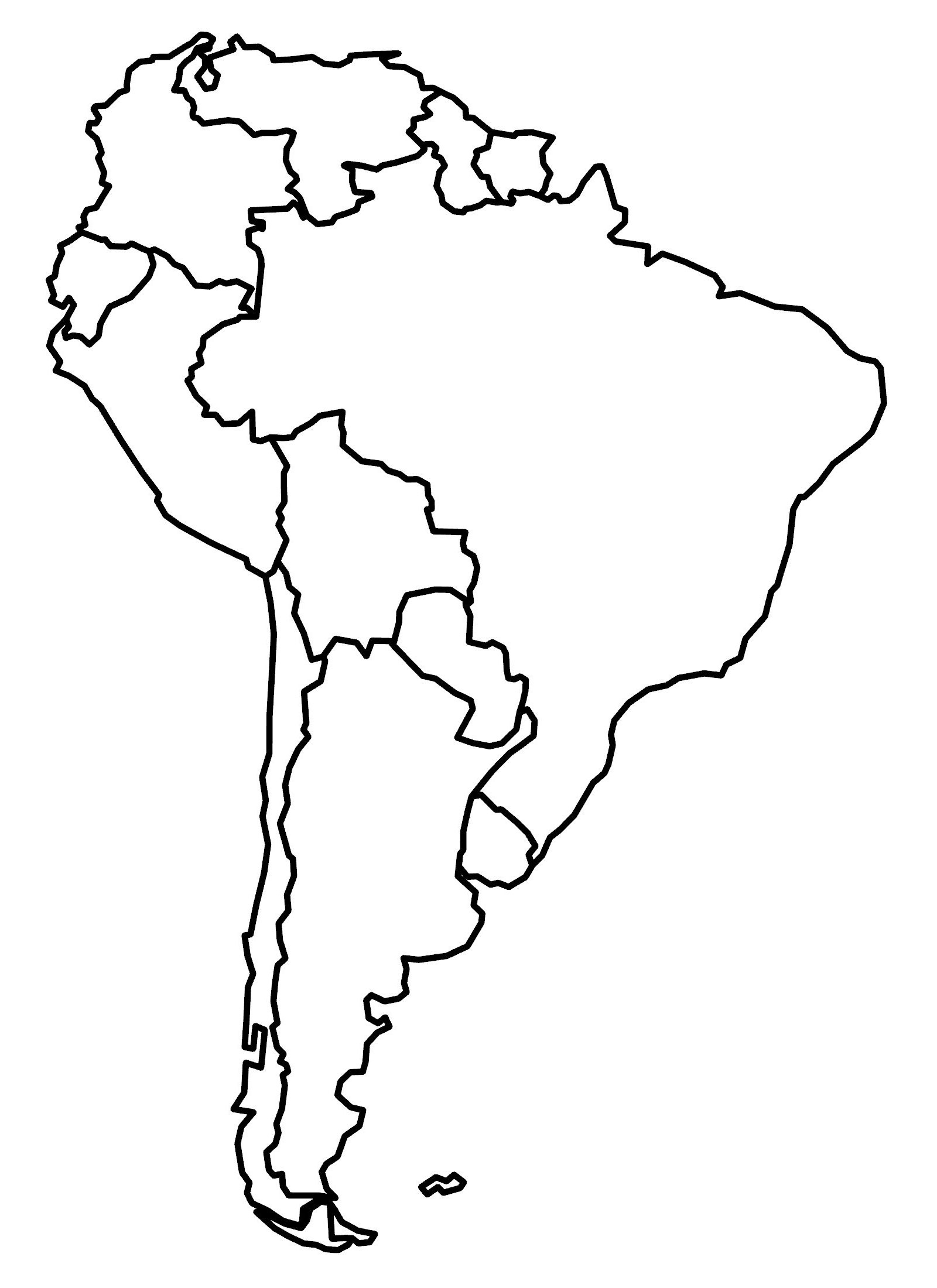 South America Blank Map And Country Outlines - Gis Geography pertaining to Map of South America Printable