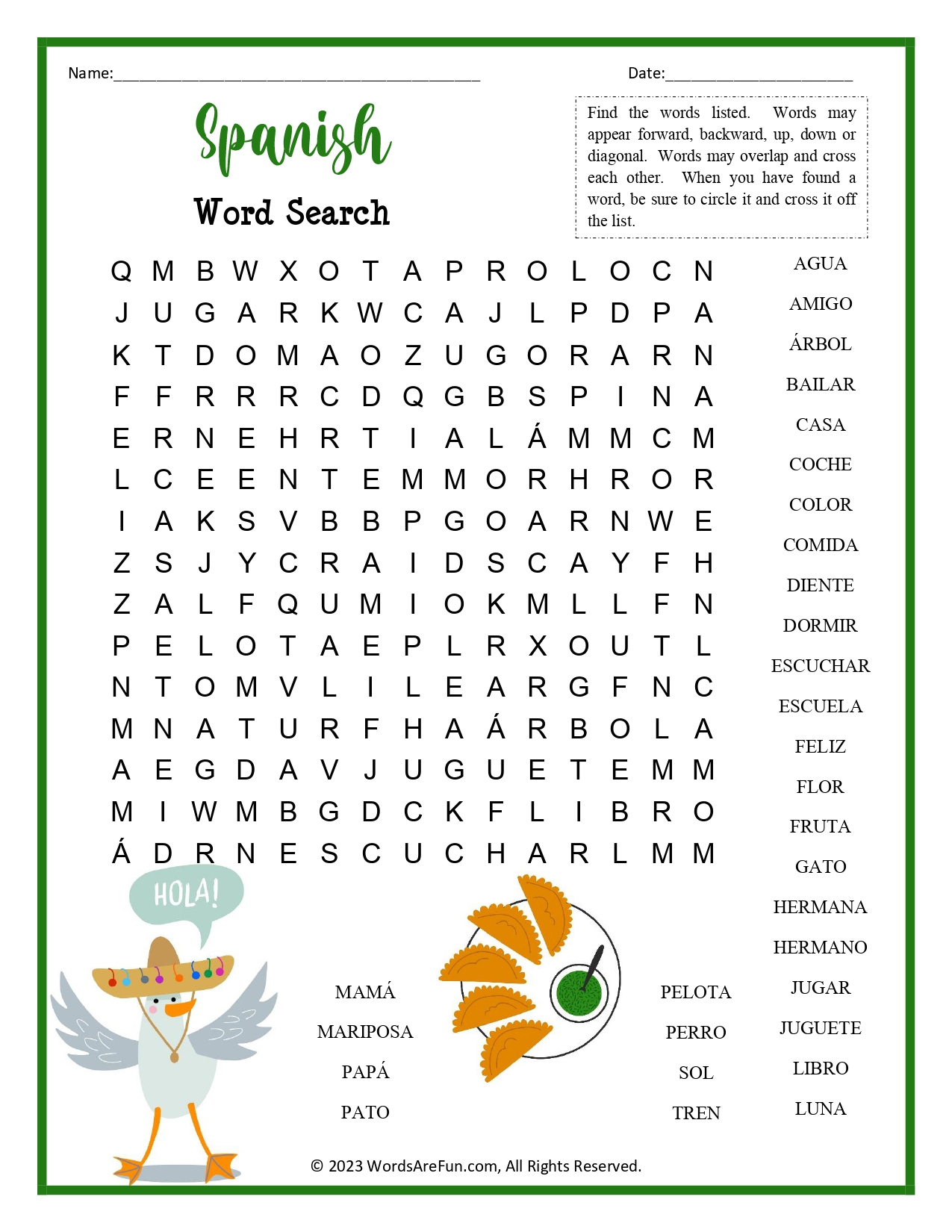 Spanish Word Search For Kids - Worksheets Library throughout Free Printable Spanish Word Search