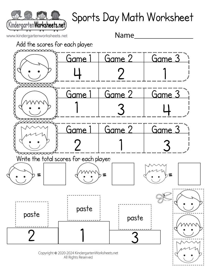 Sports Day Math Worksheet - Free Printable, Digital, &amp;amp; Pdf regarding Free Printable Worksheet For Kindergarten