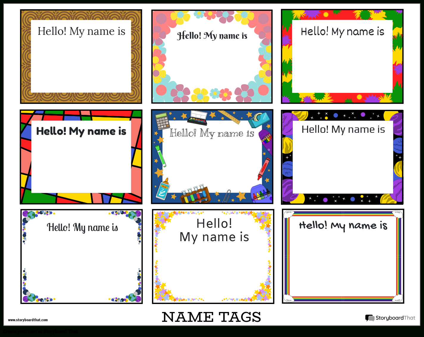 Storyboard That: Create Custom Name Tags Online In 2025 with Free Printable Name Badge Template