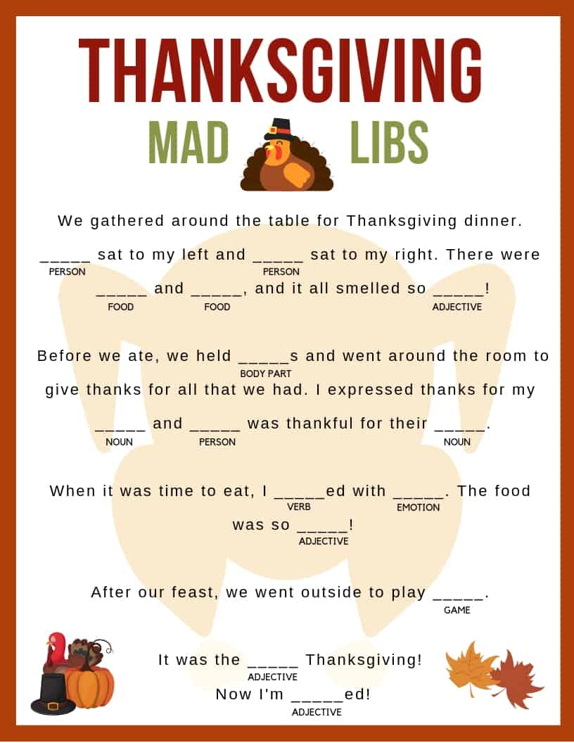 Thanksgiving Mad Libs - Jac Of All Things throughout Thanksgiving Mad Libs Free Printable