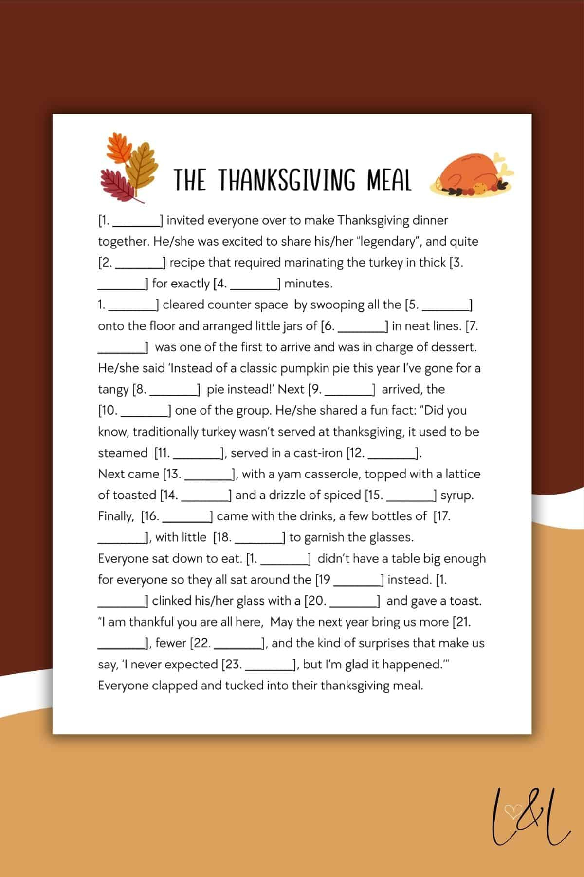 Thanksgiving Mad Libs Style Free Printable - Love &amp;amp; Laugh Games pertaining to Thanksgiving Mad Libs Free Printable