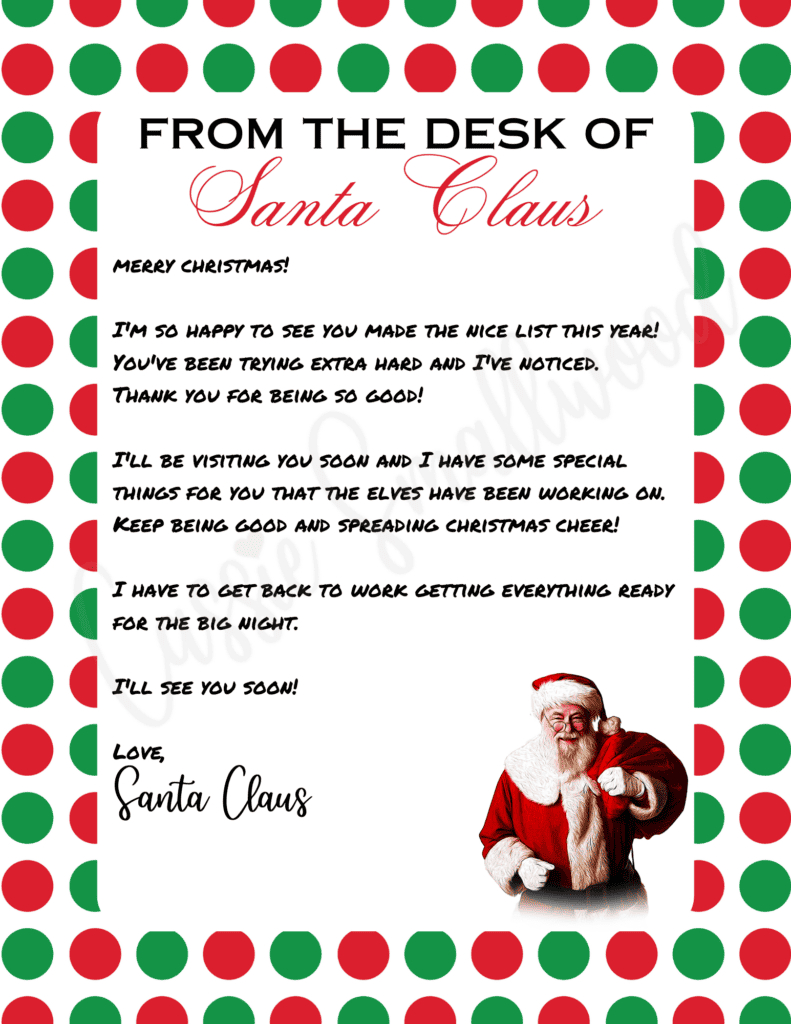 The Cutest Letters From Santa - Cassie Smallwood with Free Letter From Santa Template Printable