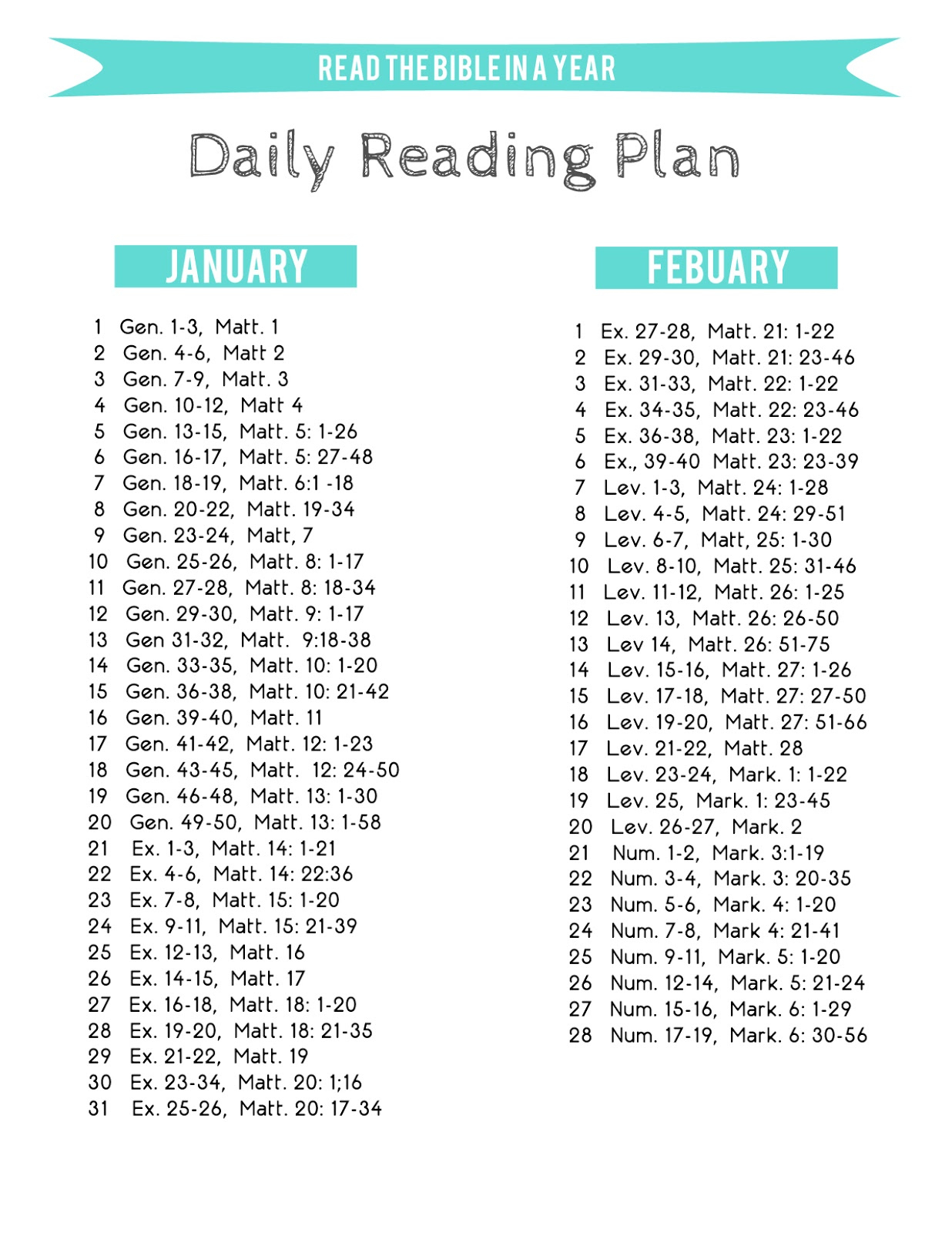 The Kitkat Studio: Free Printable // One Year Bible Reading Plan throughout Printable Daily Bible Reading Plan