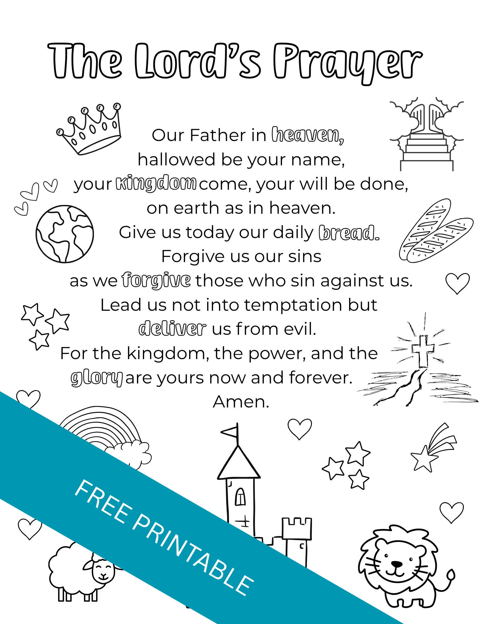 The Lord&amp;#039;S Prayer Printable For Kids - Out Upon The Waters with regard to Free Printable The Lord&amp;#039;S Prayer