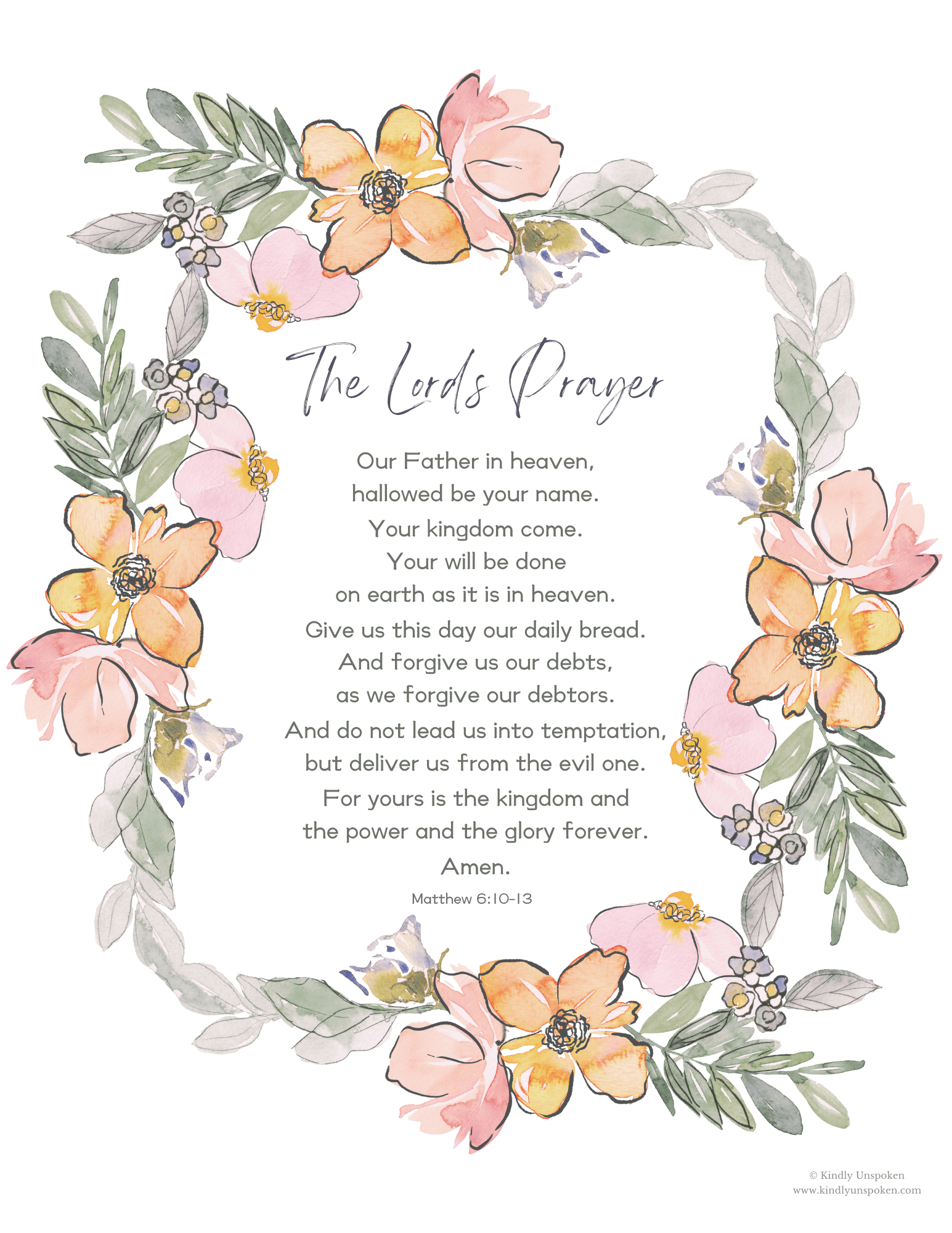 The Lord&amp;#039;S Prayer Printable Pdf - Free Bible Wall Art - Kindly throughout Free Printable the Lord&amp;amp;#039;s Prayer