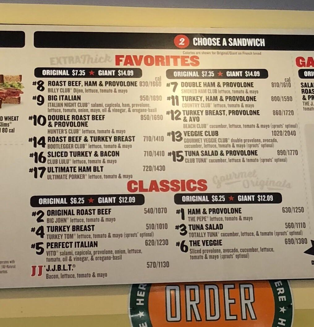 The Order Of The Sandwiches On The New Jimmy John'S Menu : R regarding Jimmy John's Menu Printable