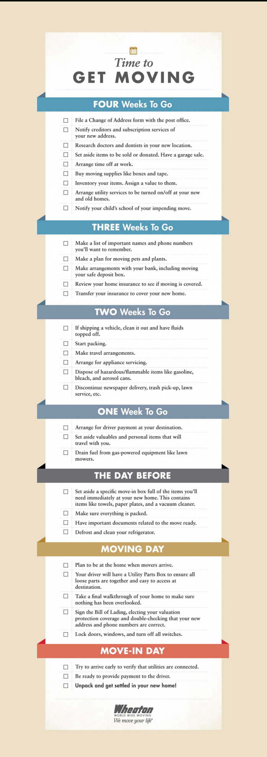 The Ultimate Moving Checklist: Prepare For Your Move | Wheaton in Checklist Printable Checklist For Preparing to Move Out of State
