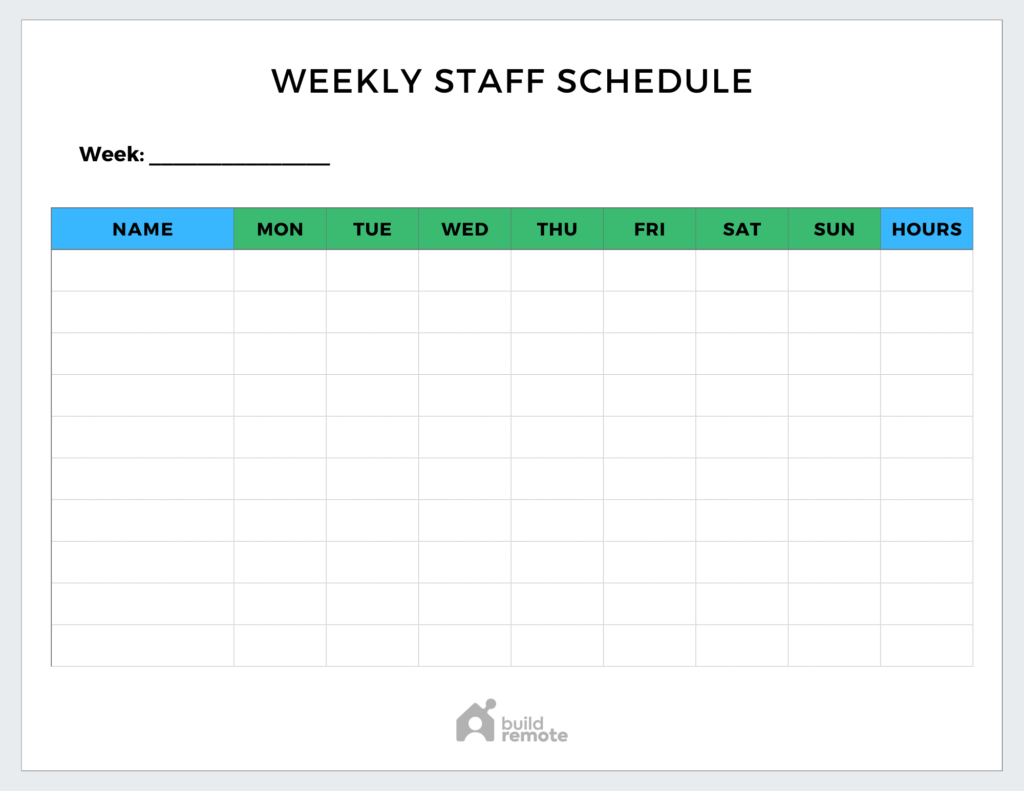 The Weekly Work Schedule Template Library: 12 Free Options intended for Printable Weekly Work Schedule Template