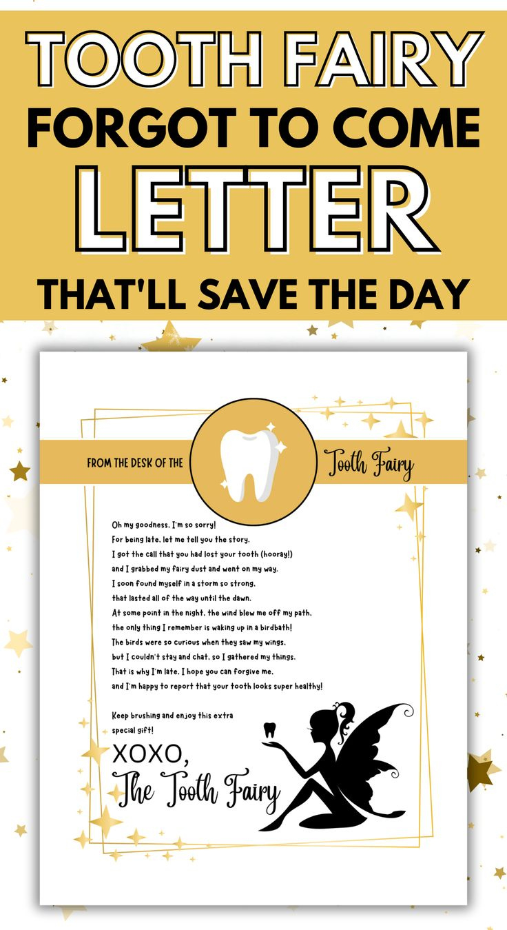 Tooth Fairy Forgot To Come Letter That Saves The Day intended for Tooth Fairy Late Letter Printable Free