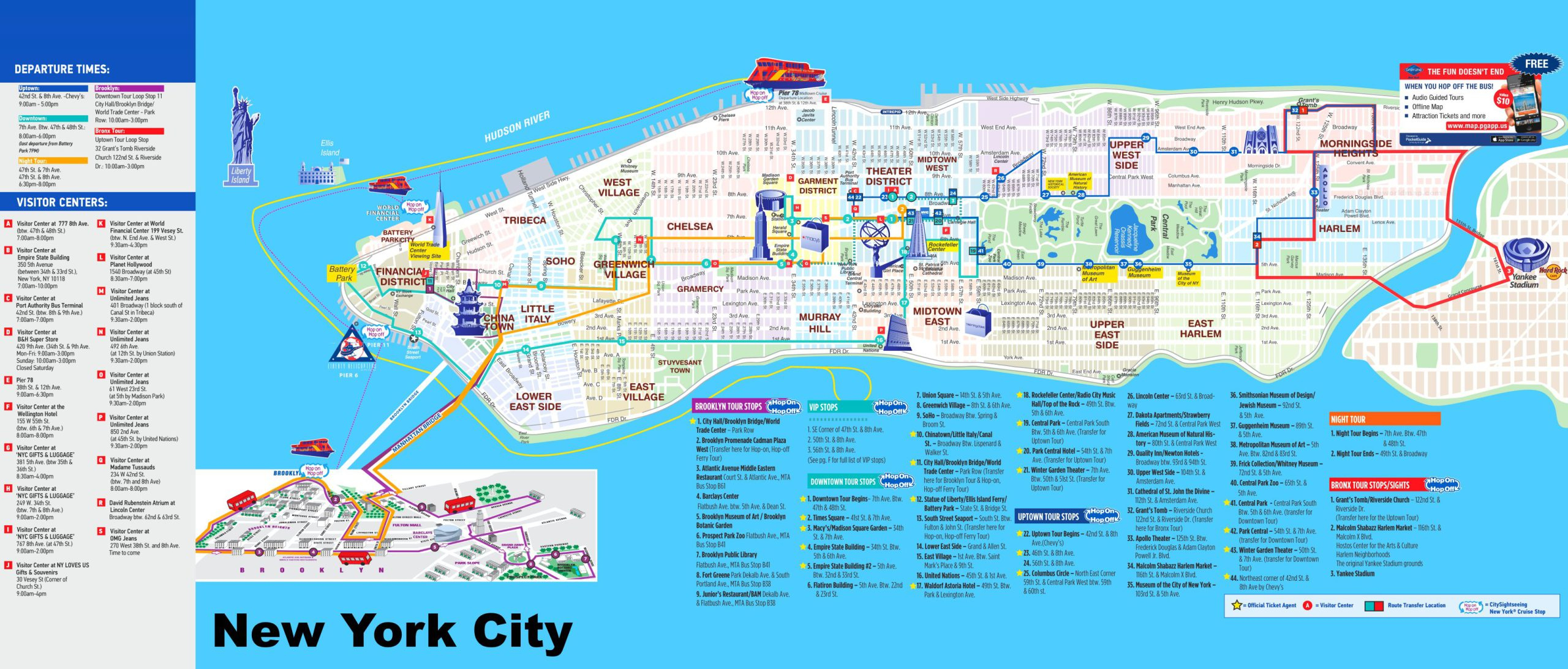 Tourist Map Guide Of New York City, Usa - Holiday Landmark for Map Of New York City Attractions Printable