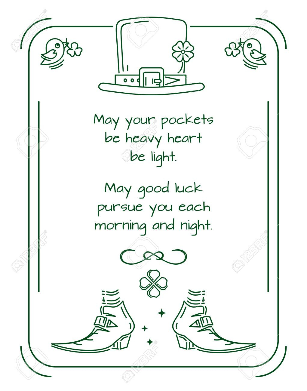 Traditional Greeting In Verse With St. Patrick&amp;#039;S Day. Green within Free Printable St Patrick&amp;#039;S Day Templates