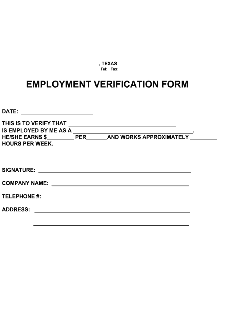 Tx Employment Verification Form - Fill Online, Printable, Fillable with Printable Verification Of Employment Form