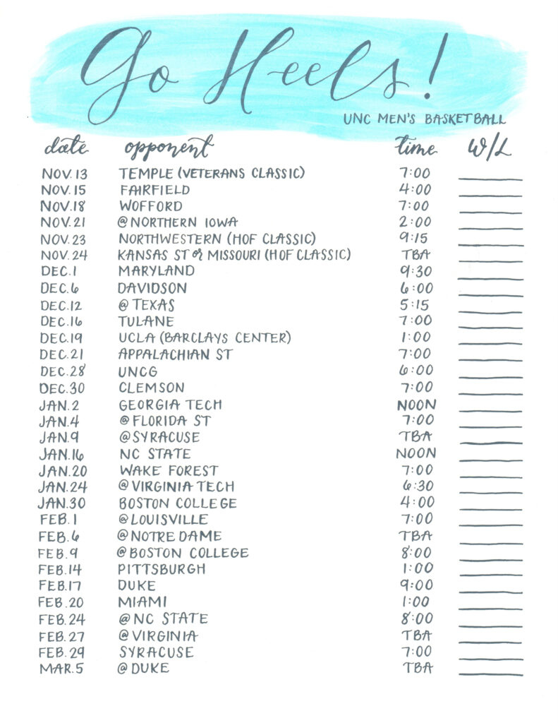 Unc Basketball Schedule 2024 Printable - Printable Party Favors with regard to North Carolina Basketball Printable Schedule
