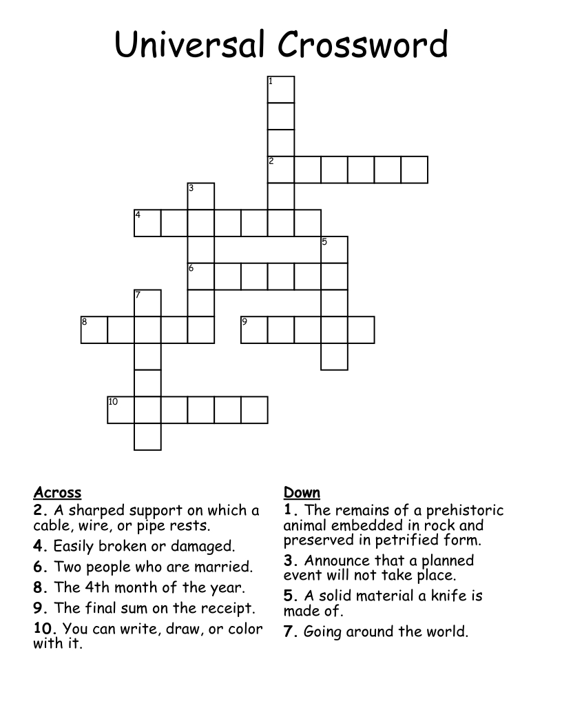 Universal Crossword - Wordmint regarding Universal Crossword Puzzle For Today Answers Free Printable