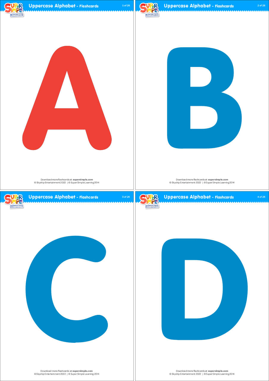 Uppercase Alphabet Flashcards - Super Simple in Alphabet Flash Cards Printable Free