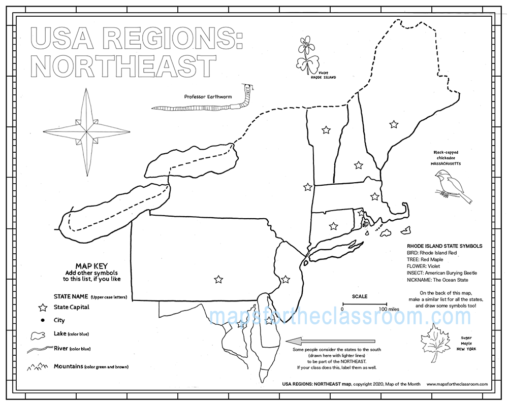 Usa Regions – Northeast - Worksheets Library regarding Northeast States And Capitals Map Printable