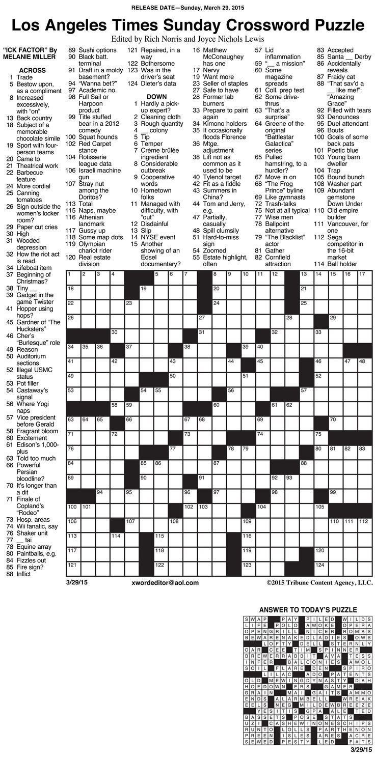 Usa Today Printable Crossword Puzzles 2015 - Printable Crossword regarding Usa Today Printable Crossword Puzzle