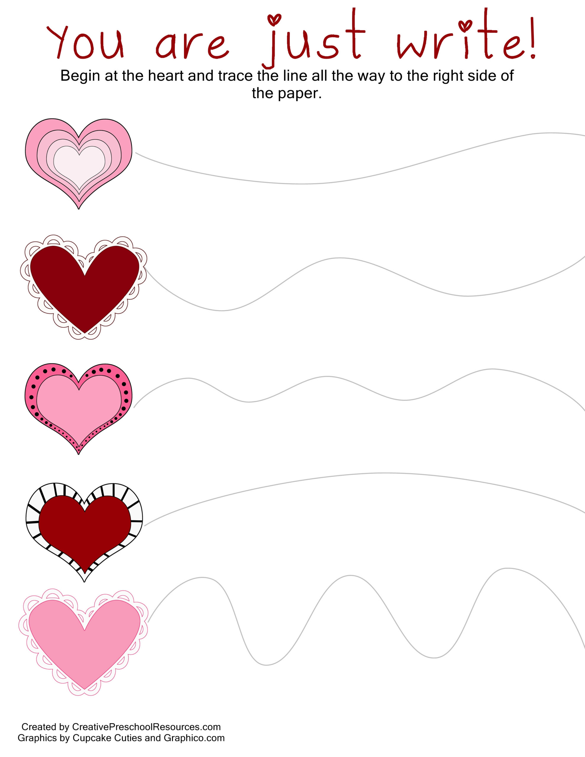 Valentine Trace &amp;amp; Cut Printables | Creative Preschool Resources pertaining to Printable Valentines Activities For Preschool