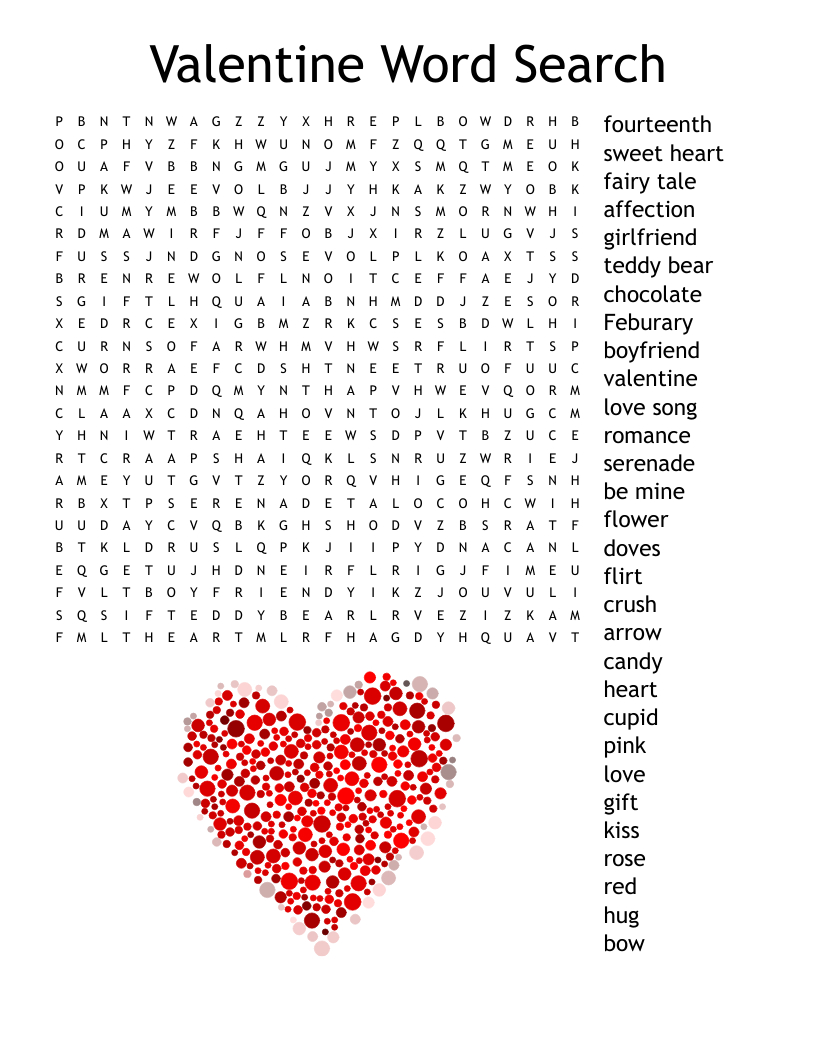 Valentine Word Search - Wordmint throughout Valentine Day Word Search Printable