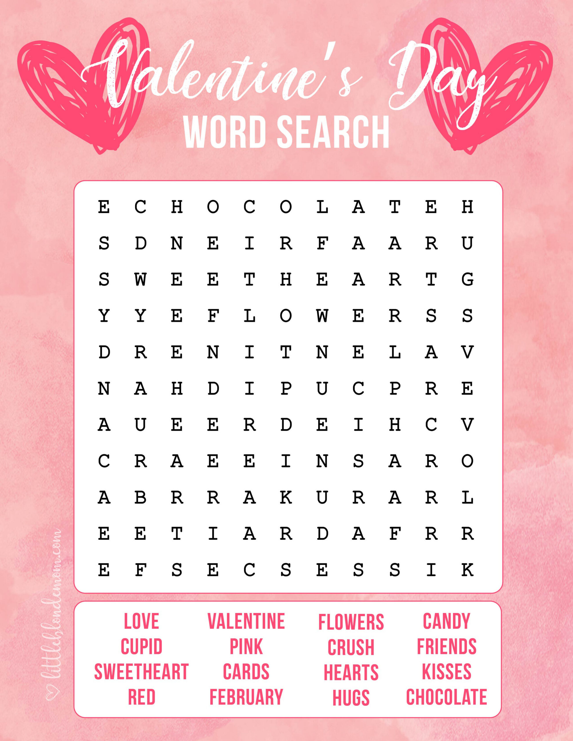 Valentine&amp;#039;S Day Word Search Printable - Little Blonde Mom with regard to Valentine&amp;amp;#039;s Day Word Search Printable