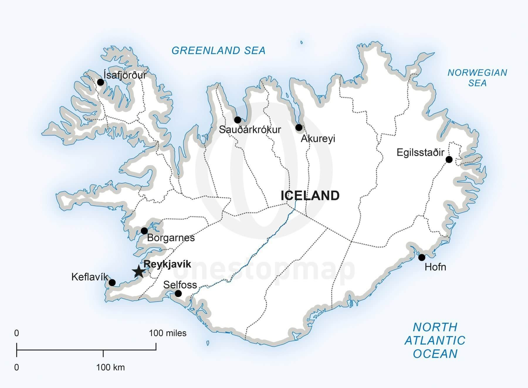 Vector Map Of Iceland Political | One Stop Map for Maps Of Iceland Printable Maps