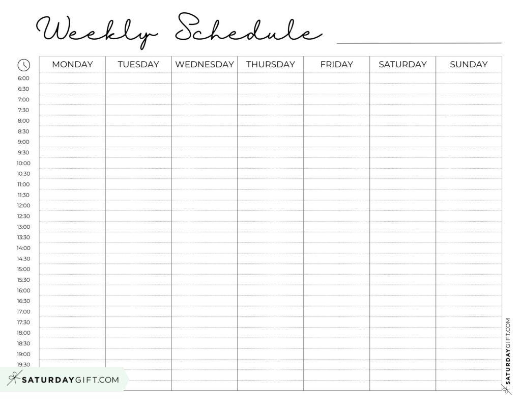 Weekly Planner Printable - 39 Cute Free Weekly Calendar Templates within Printable Weekly Work Schedule Template