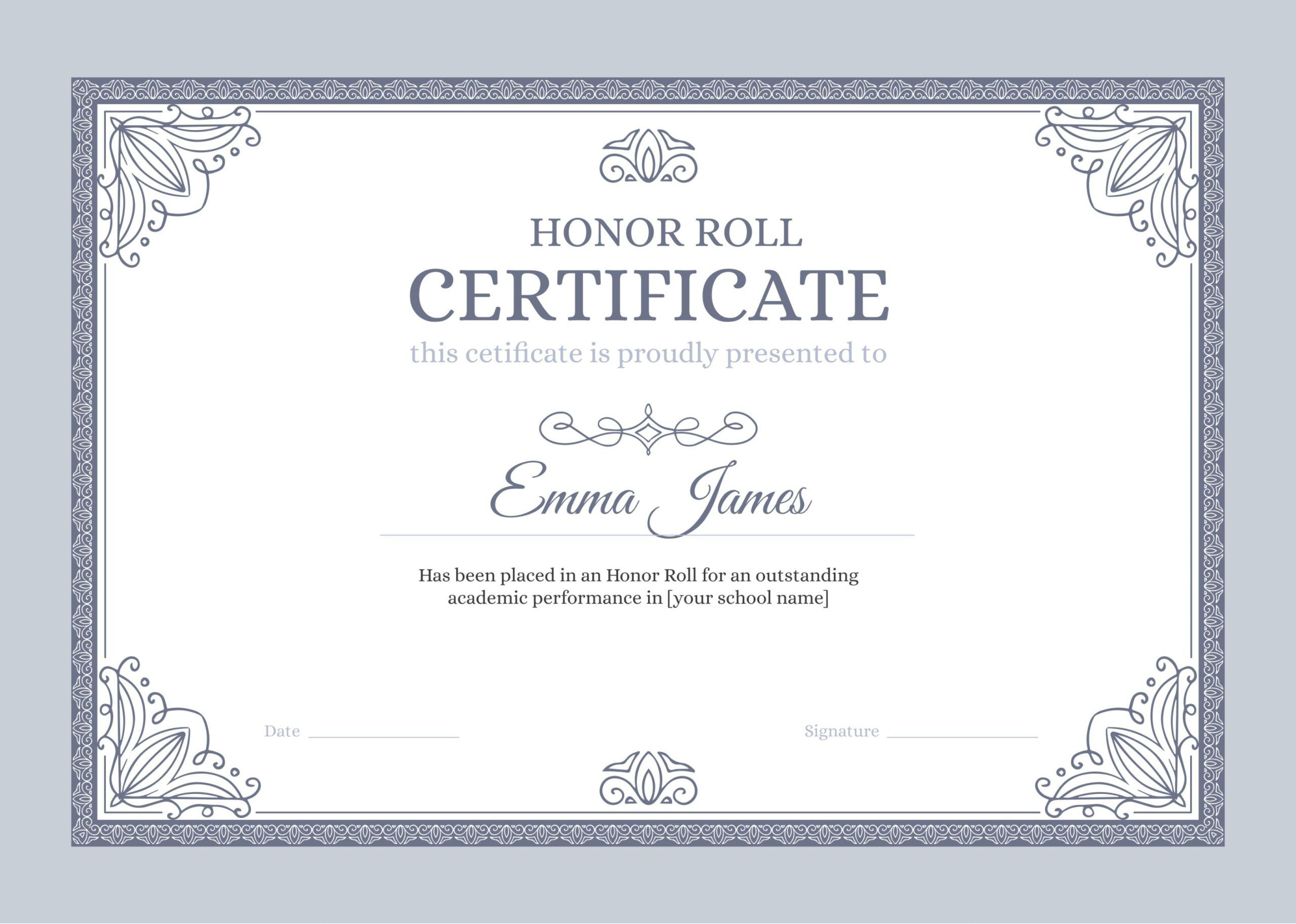 What Is Honor Roll Certificate? +7 Free Editable Templates | Sertifier throughout Free Honor Roll Certificate Printables