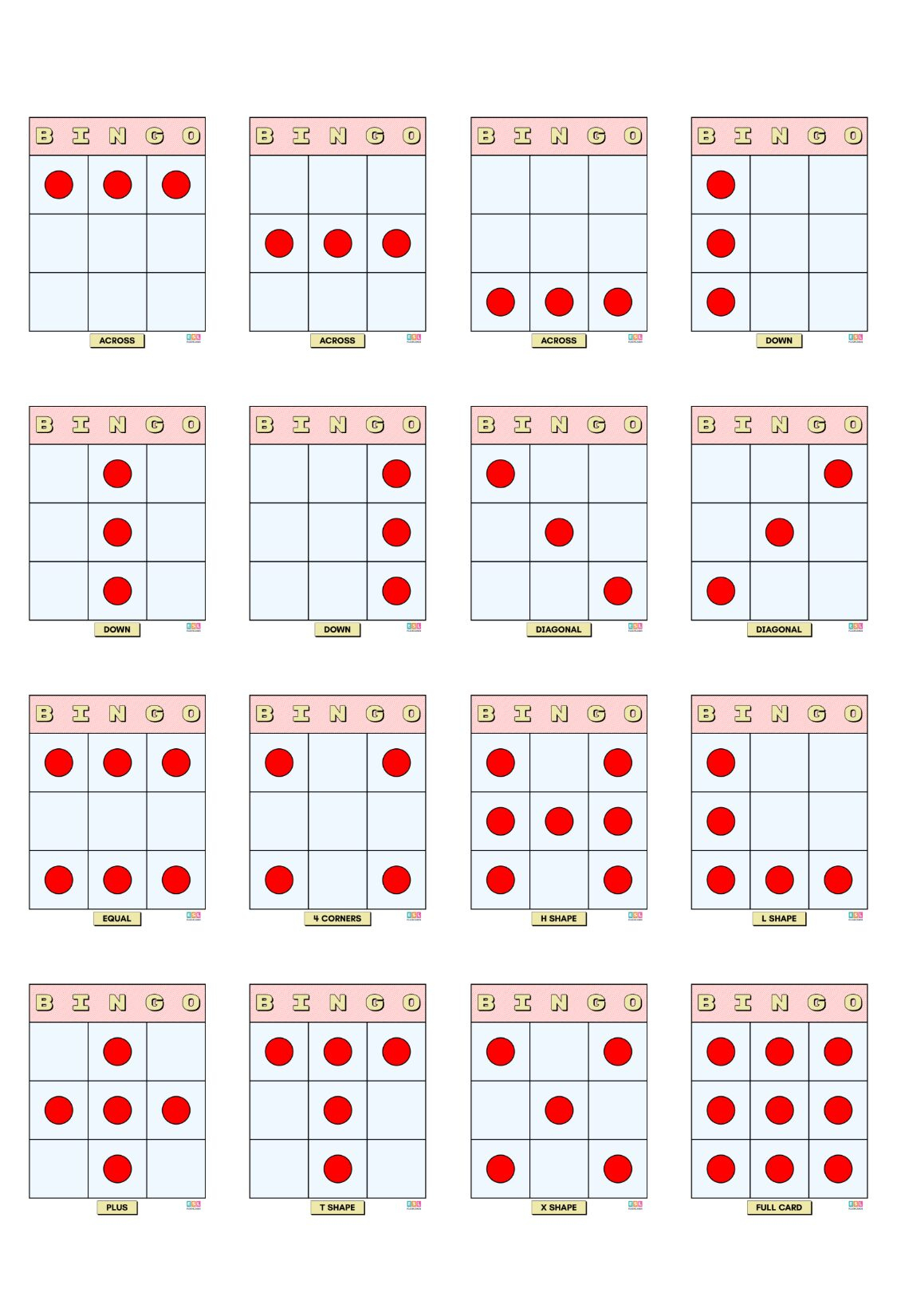 Winning Bingo Patterns – Esl Flashcards for Free Printable Bingo Game Patterns