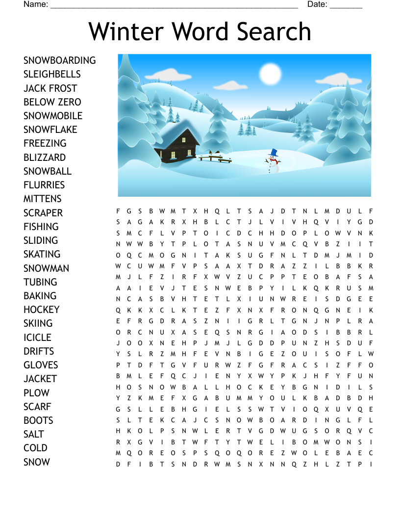 Winter Word Search - Wordmint with regard to Winter Word Search Printable