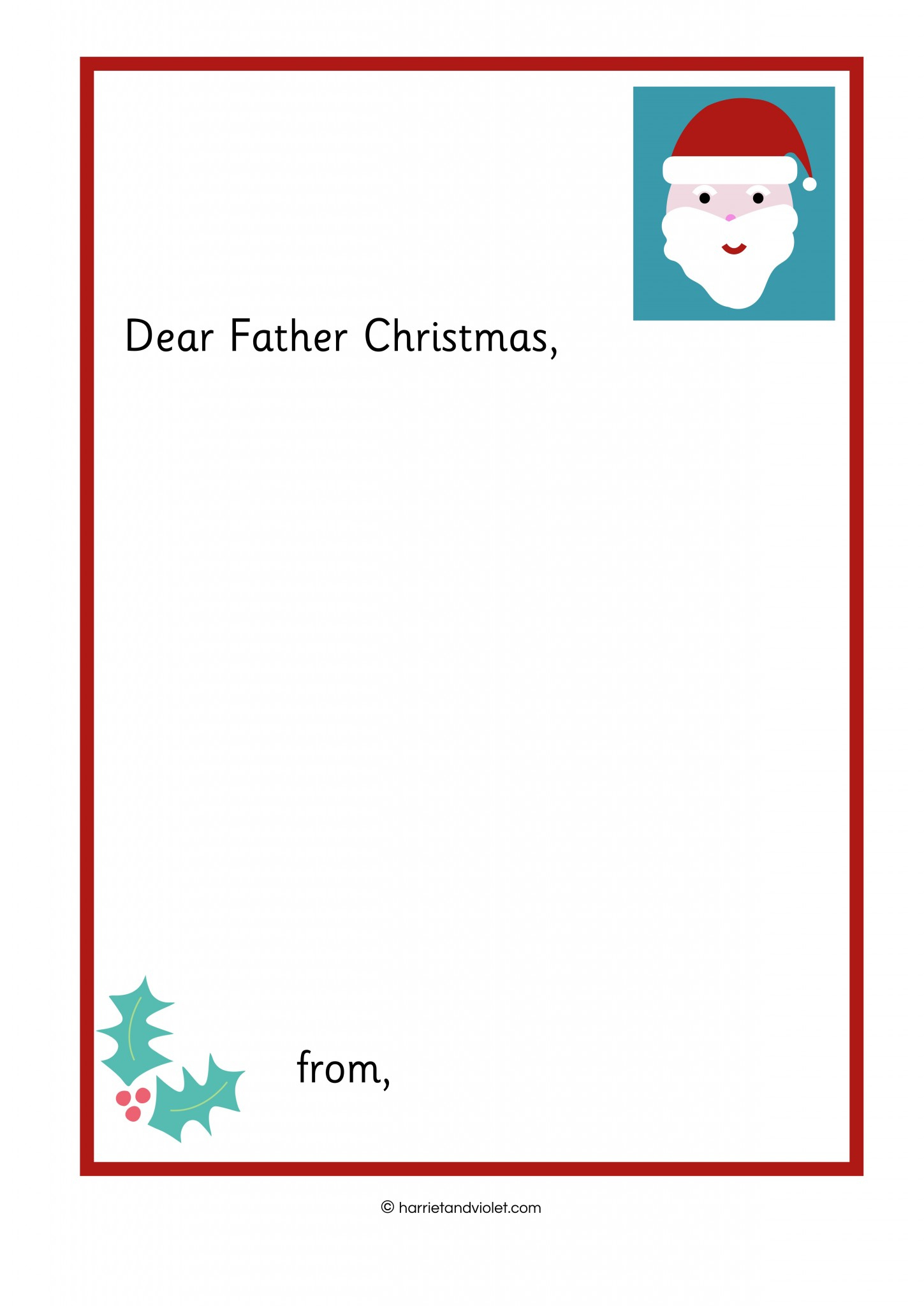 Writing A Letter To Father Christmas - Printable Teaching throughout Letter To Father Christmas Free Printable