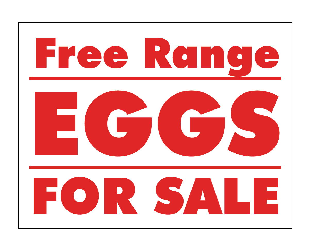 Yard Sign - Coroplast - Free Range Eggs For Sale Red And White pertaining to Eggs For Sale Sign Printable