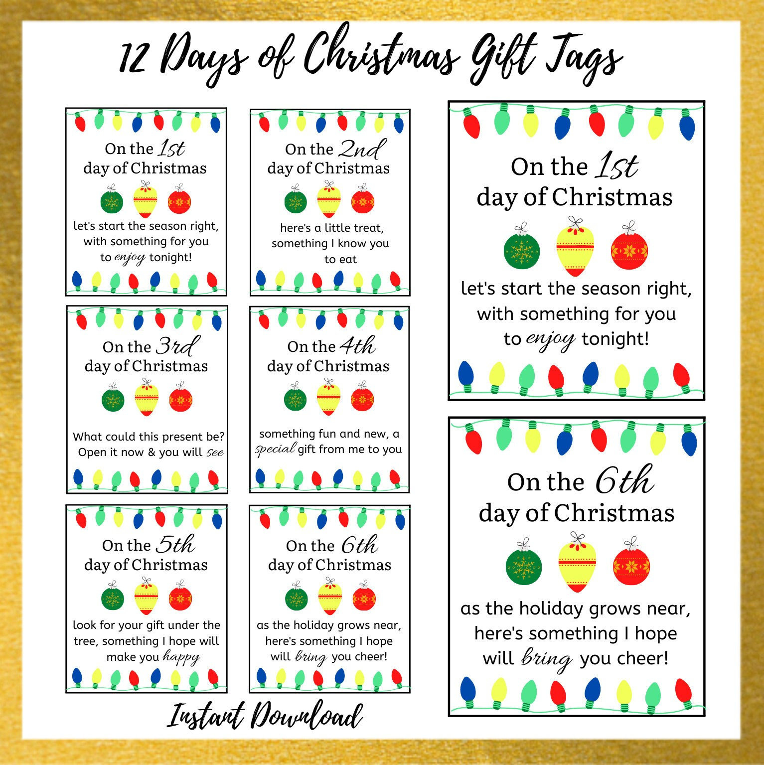 12 Days Of Christmas Gift Tags | 12 Days Of Christmas Printable in 12 Days Of Christmas Printable Tags