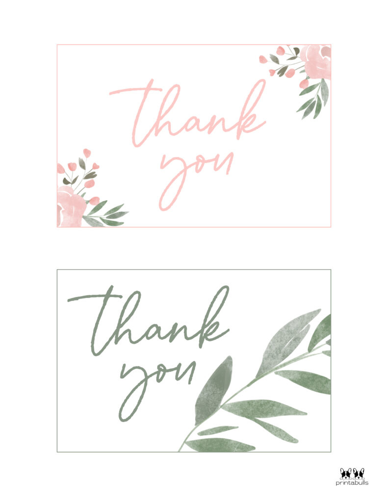 150+ Printable Thank You Cards - Free | Printabulls with Multiple Thank You Cards Printable