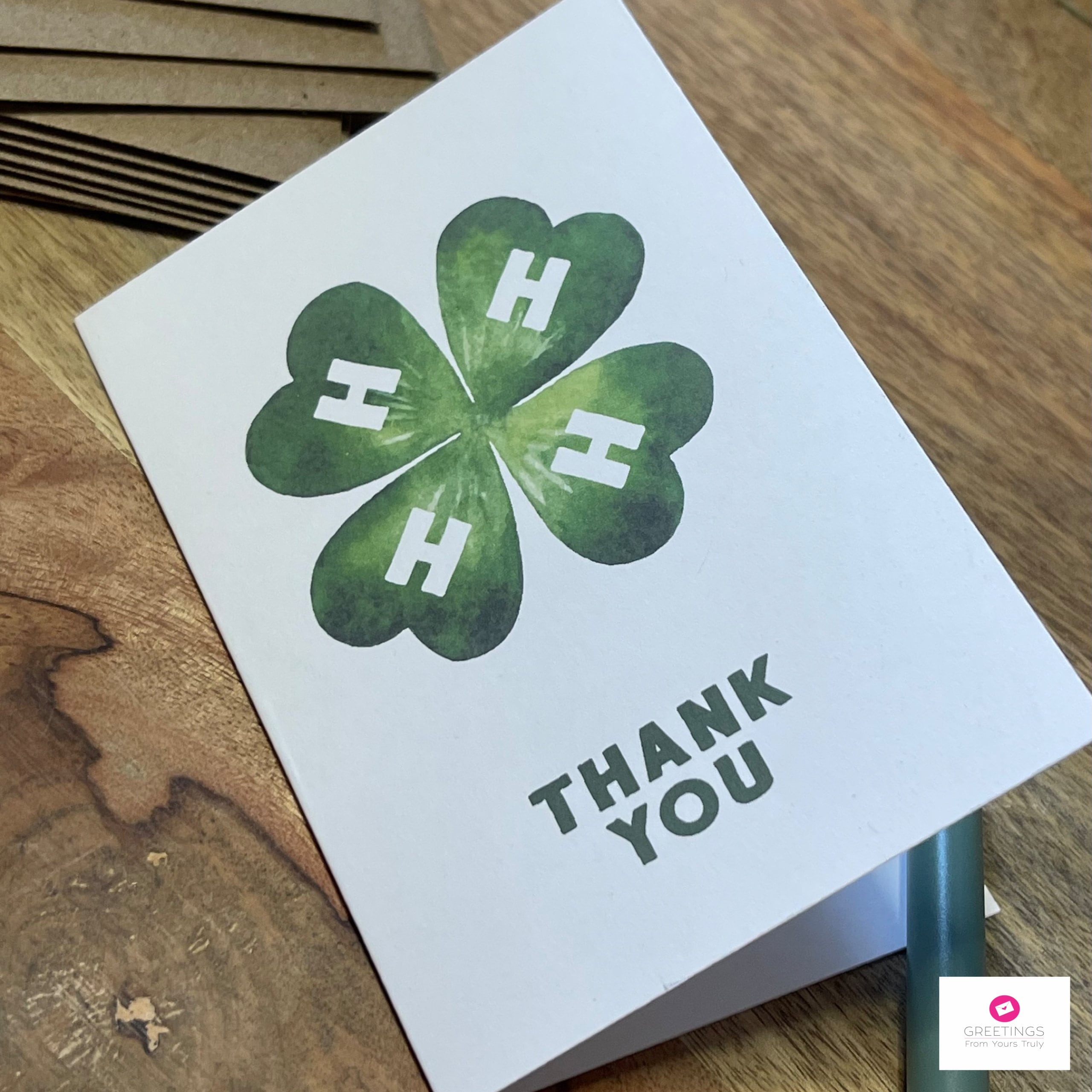 4-H Thank You Card: Clover Notecard - Etsy.de inside 4h Thank You Cards Printable