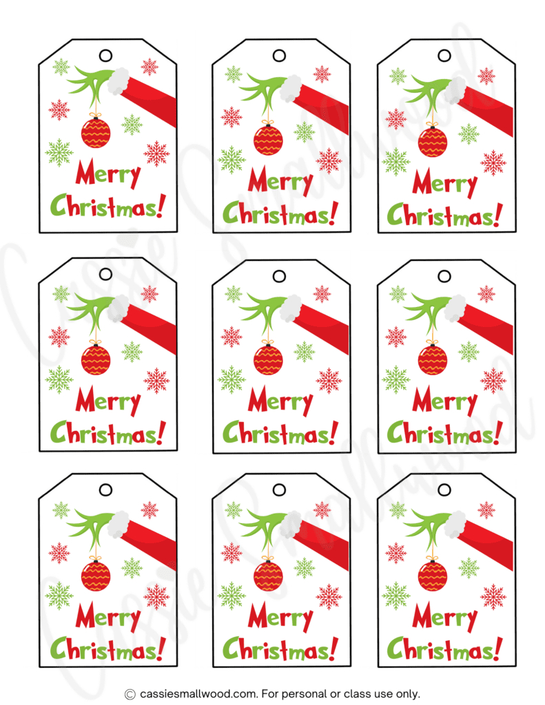400+ Cutest Printable Christmas Tags (Free Pdf) - Cassie Smallwood pertaining to Christmas Name Tags Printable