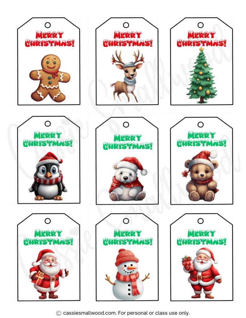 400+ Cutest Printable Christmas Tags (Free Pdf) - Cassie Smallwood with regard to Christmas Clip Art Free Printable Gift Tags