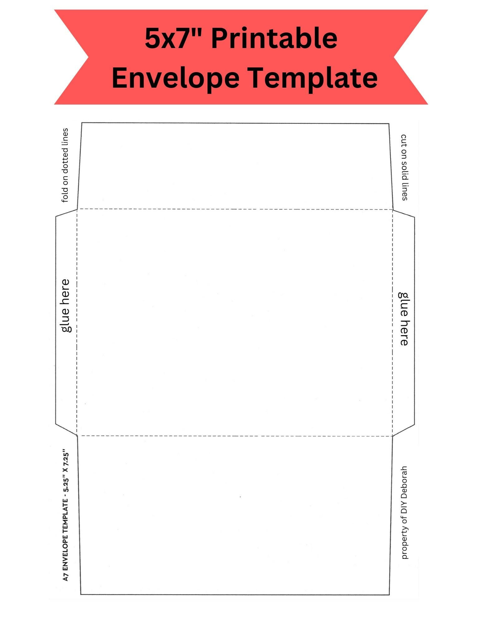 5X7&amp;quot; Printable Foldable Envelope Template, Instant Digital with Printable Christmas Card Envelopes 5X7