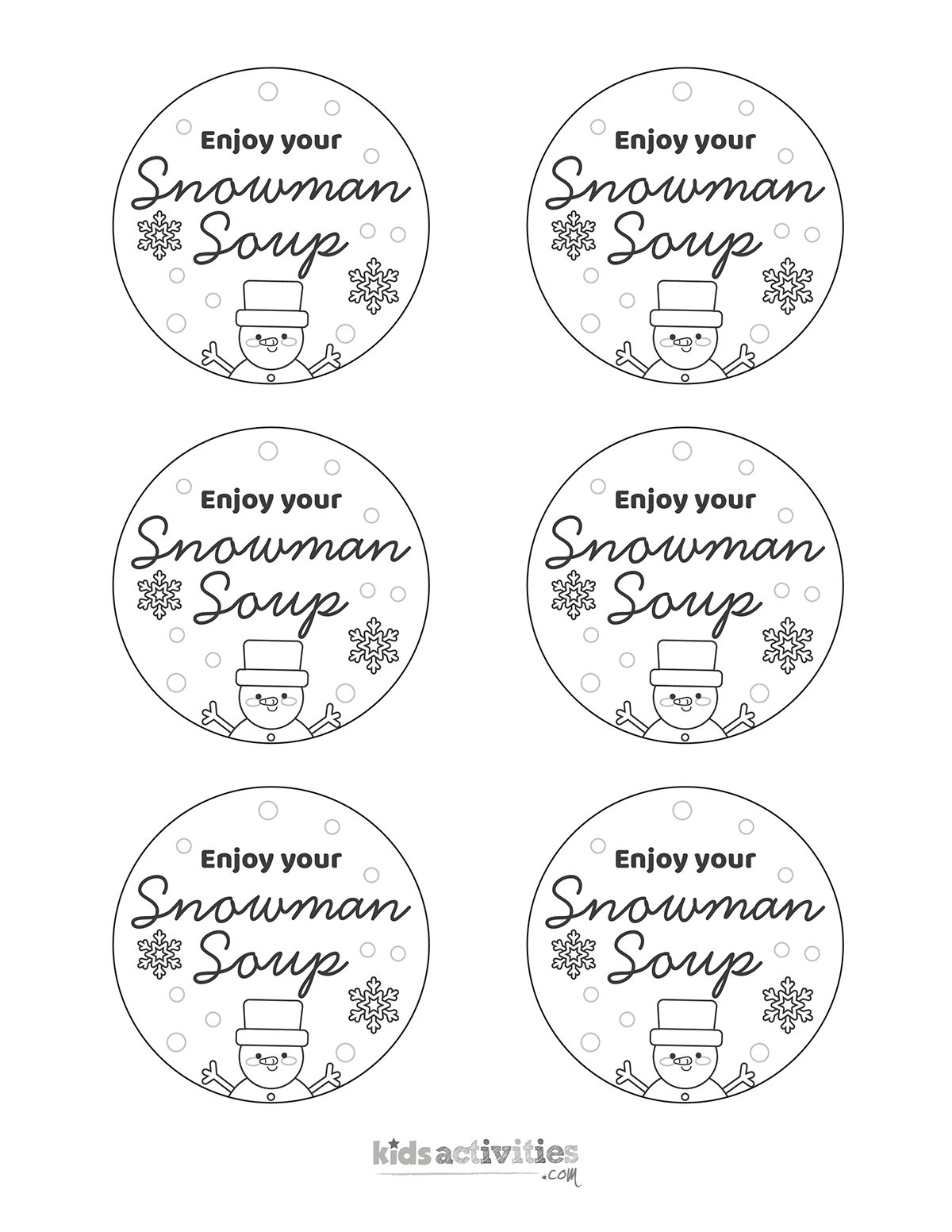 A Delightful Snowman Soup Gift With Free Printables Kids for Snowman Soup Printable For Adults