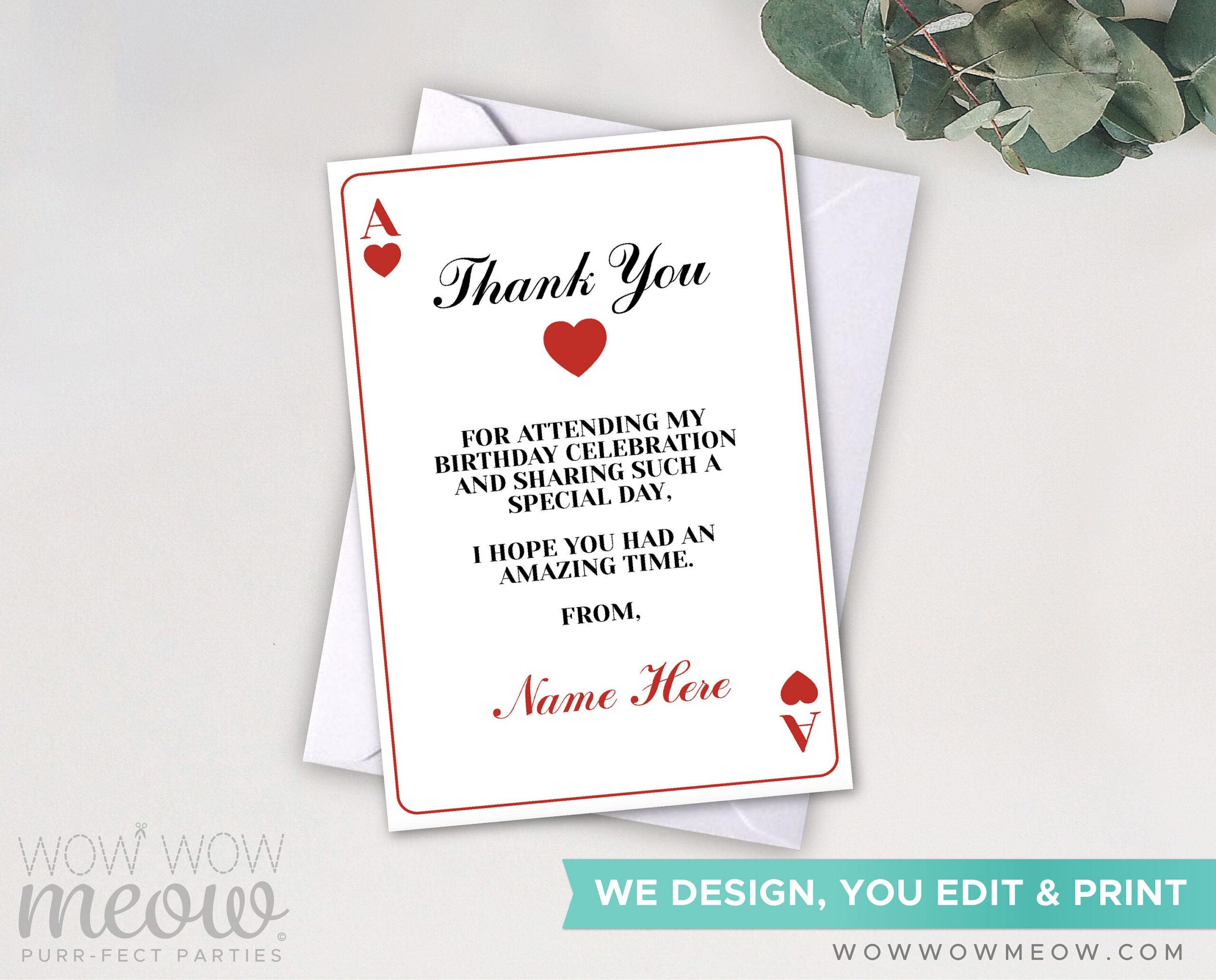 Ace Playing Cards Thank You Cards Instant Download Casino Ace regarding Las Vegas Thank You Cards Printable