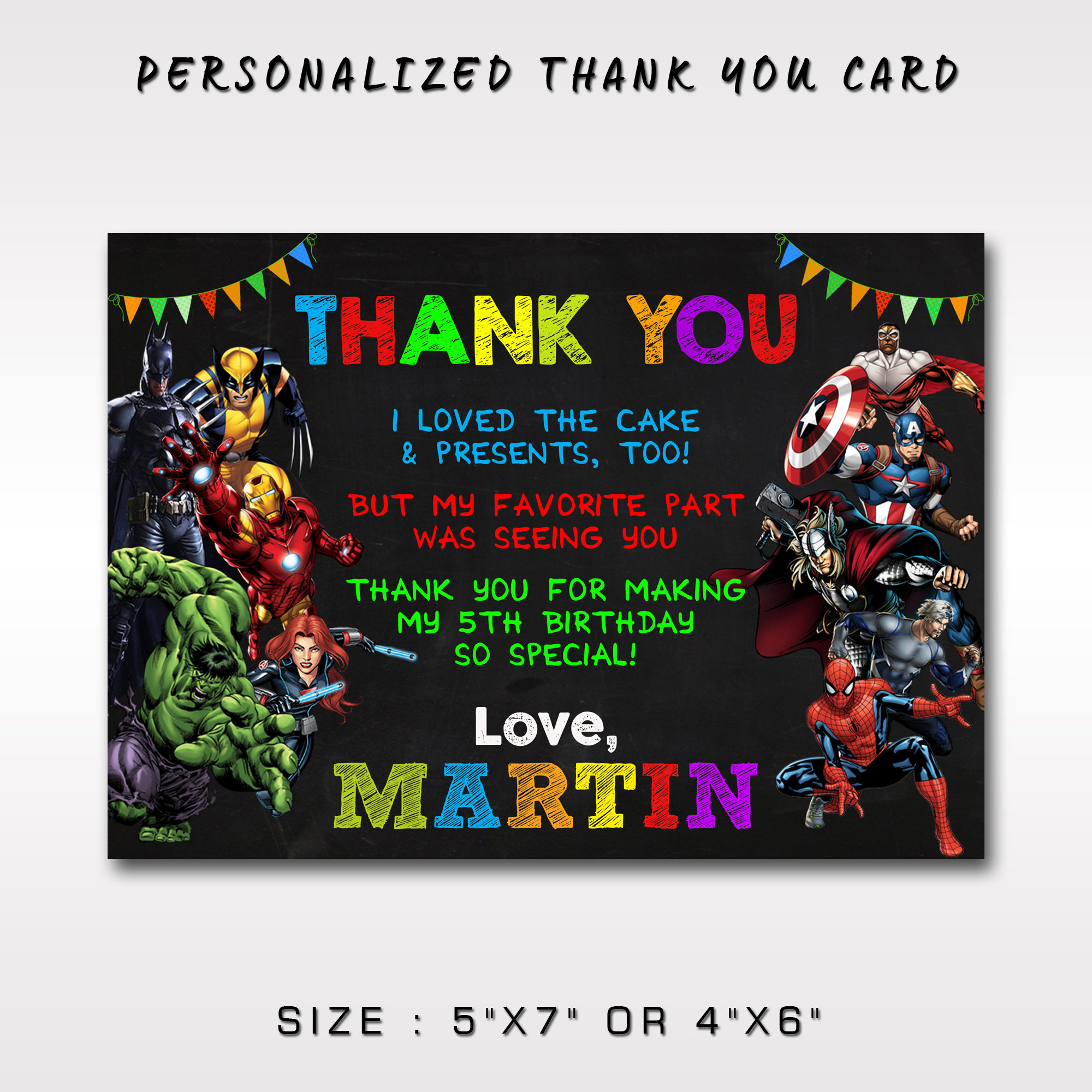 Avengers Thank You Card: Personalized Superheroes Note (Digital intended for Avengers Thank You Cards Printable