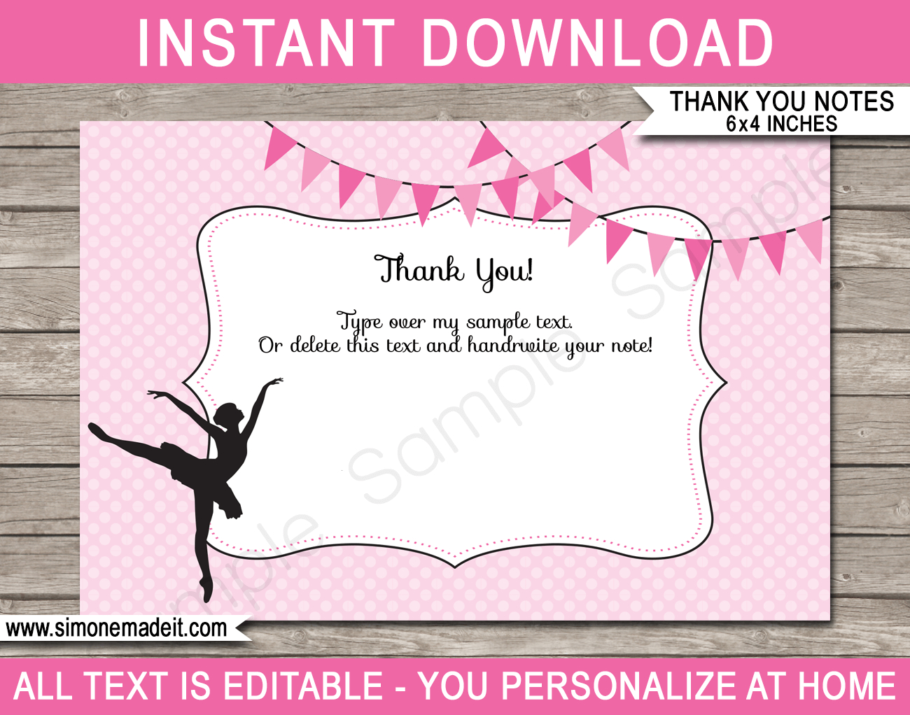 Ballerina Party Thank You Cards Template in Free Printable Event Thank You Cards