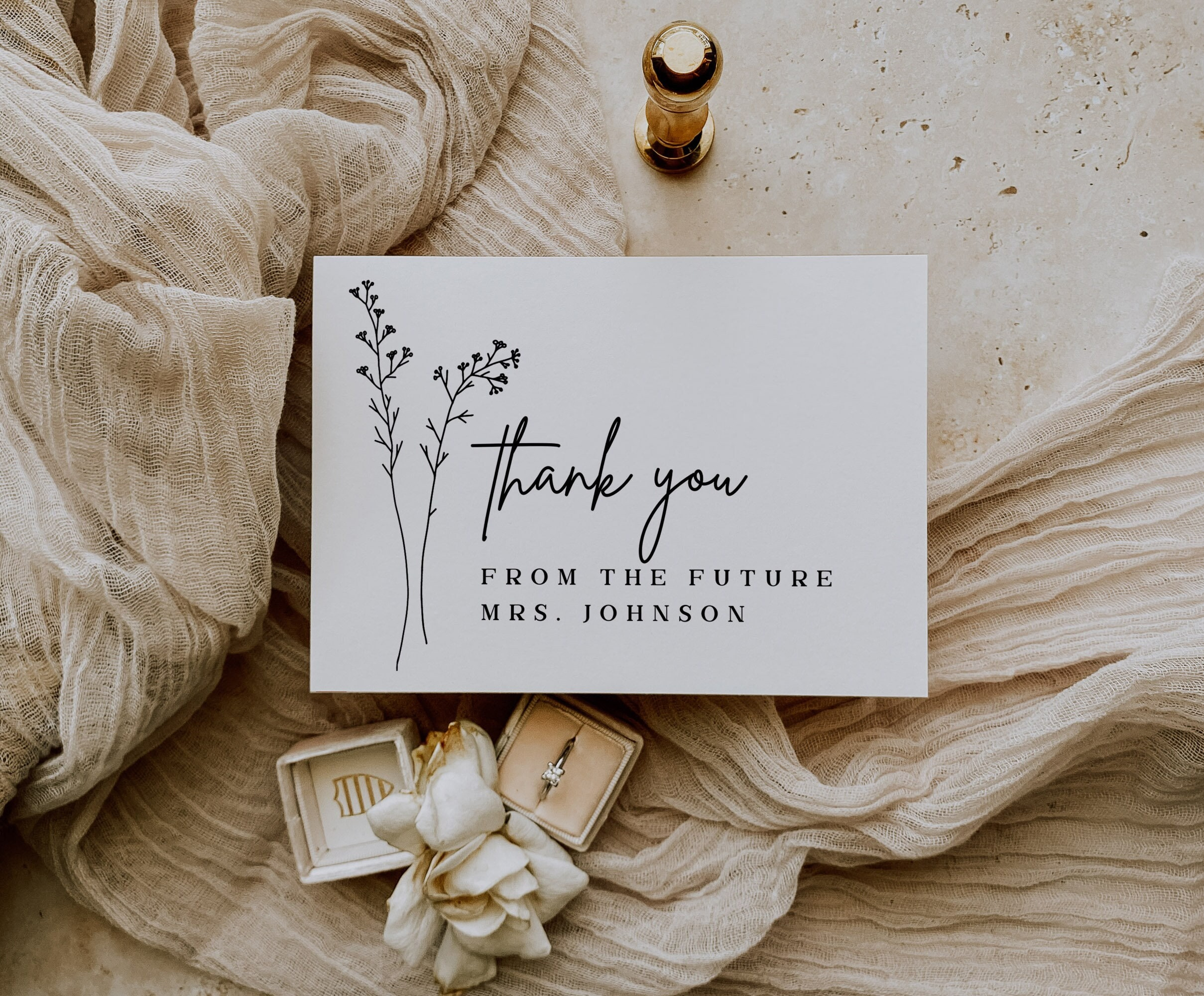 Bridal Shower Thank You Card Template Printable Modern Minimalist intended for Thank You Cards Bridal Shower Printable