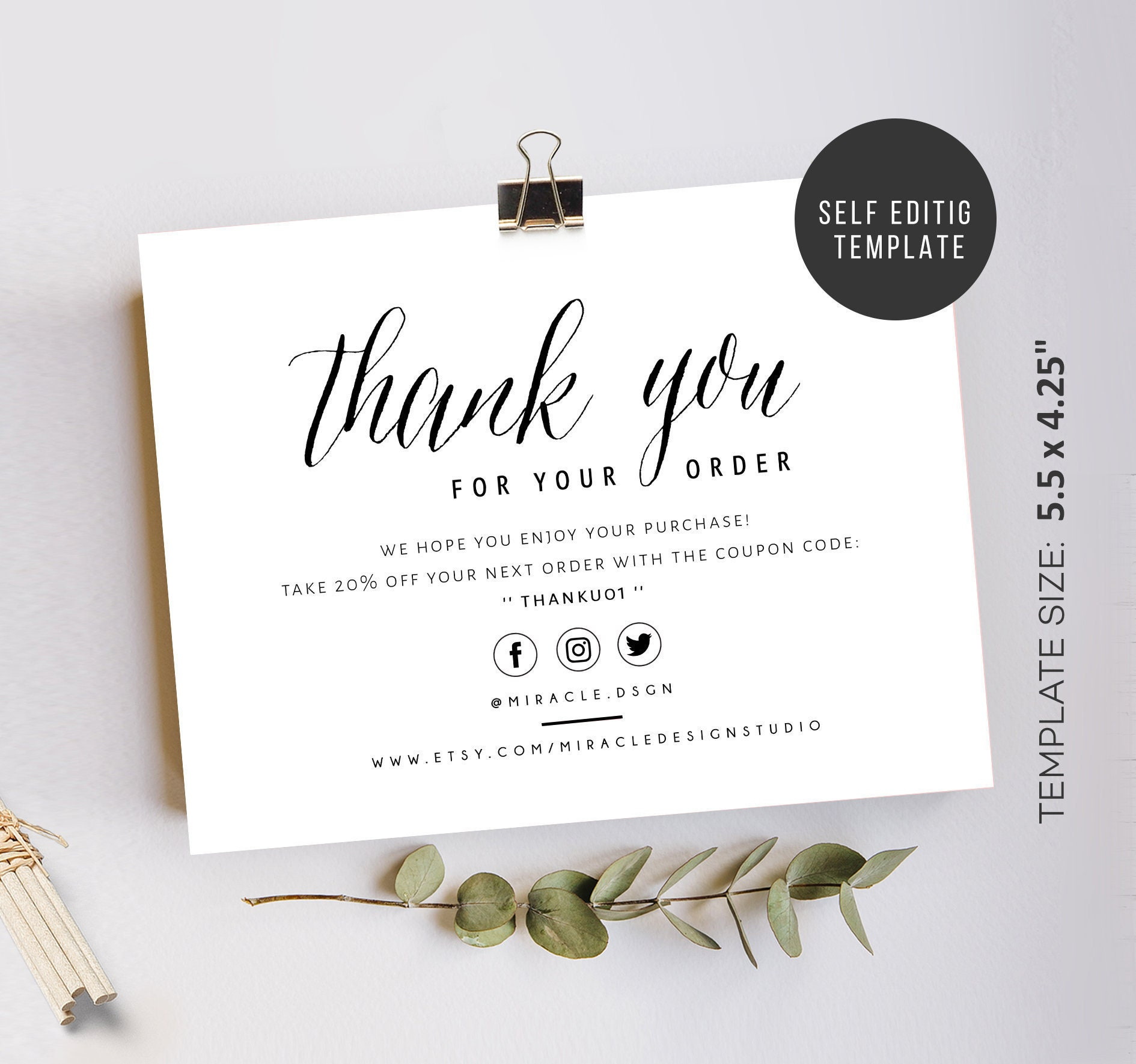 Business Thank You Insert Cards - Thank You For Your Order for Discount Thank You Cards Printable