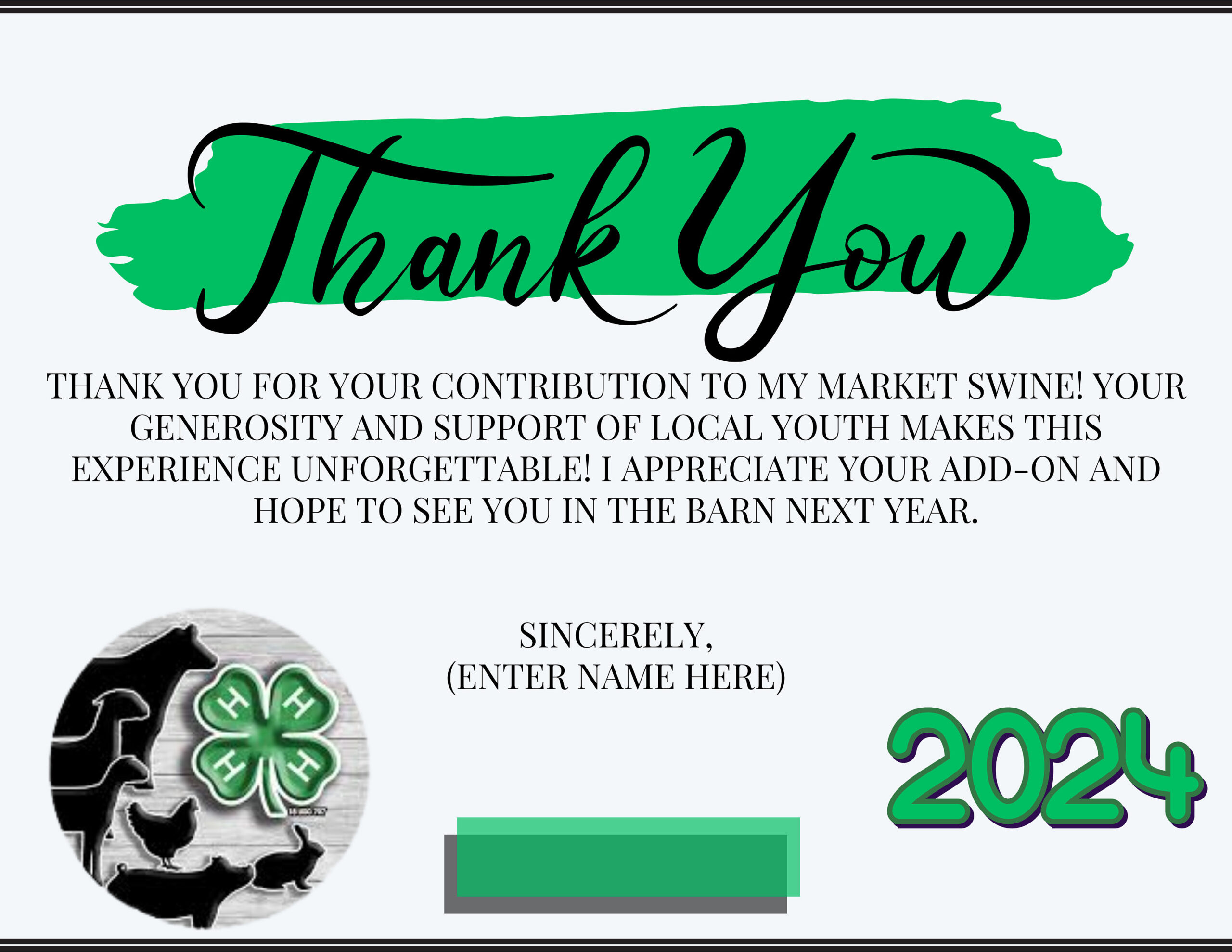 Canva Digital Template: 4-H Add-On Thank You Cards (Editable in 4H Thank You Cards Printable